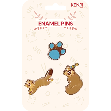 Metal Pin Badge 3pcs - Tanuki