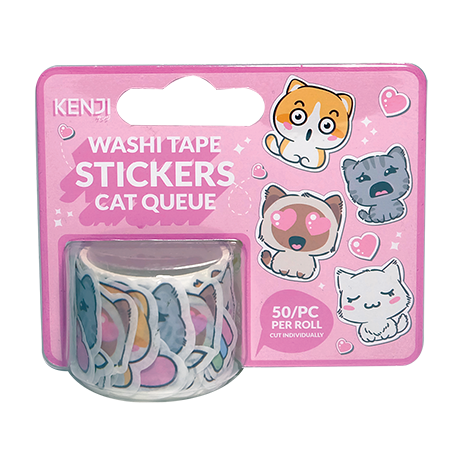 Washi Tape Stickers - Cat Queue